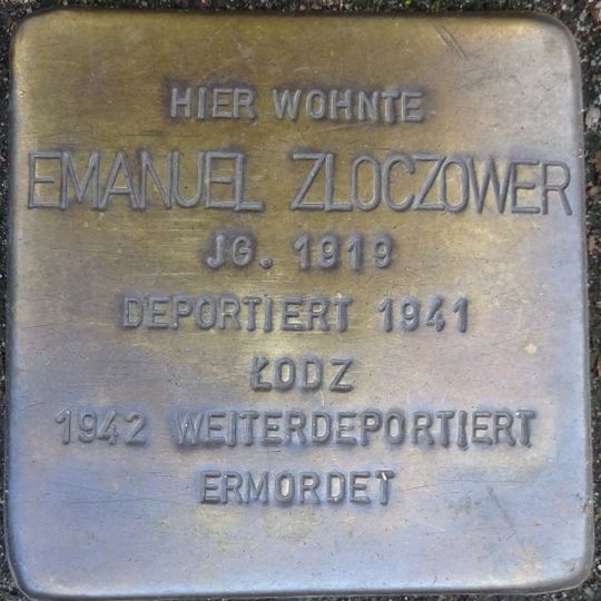 Stolperstein à la mémoire d’Emanuel Zloczower