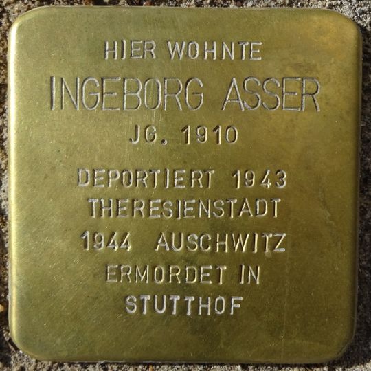 Stolperstein dedicated to Ingeborg Asser