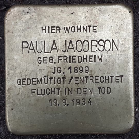 Stolperstein em memória de Paula Jacobson