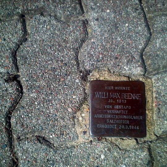 Stolperstein dedicated to Willi Max Beenke