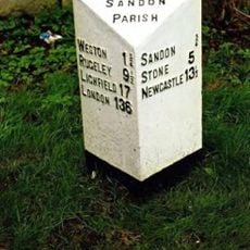 Milepost, between Sandon & Weston