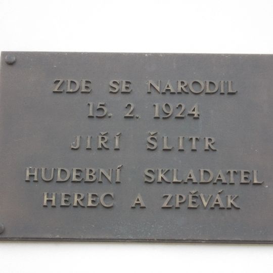 Jiří Šlitr memorial plaque in Zálesní Lhota