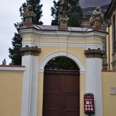 Entrance gate and walls of Krzeszów abbey cemetery