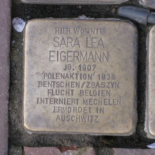 Stolperstein dedicated to Sara Lea Eigermann
