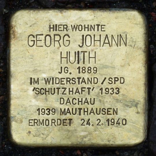 Stolperstein en memoria de Georg Johann Huith
