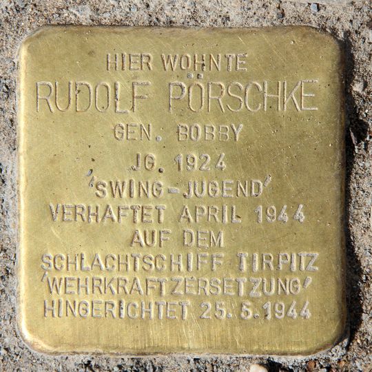 Stolperstein en memoria de Rudolf Pörschke
