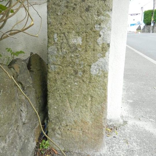 Milestone Near Garden Wall West Of Cressy