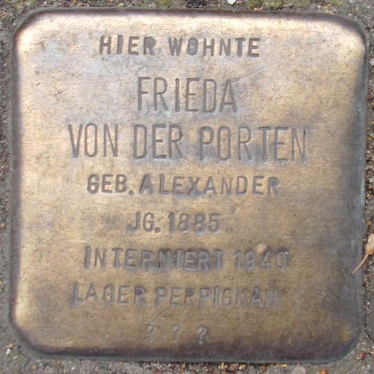 Stolperstein dedicated to Frieda von der Porten