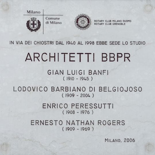 Targa allo studio di architetti BBPR