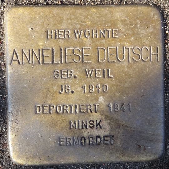 Stolperstein dedicated to Anneliese Deutsch