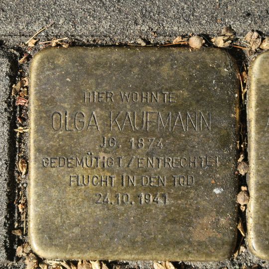 Stolperstein dedicated to Olga Kaufmann