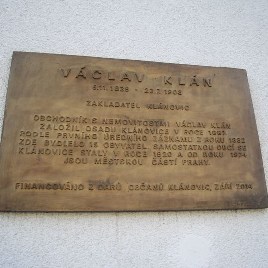 Pamětní deska Václava Klána
