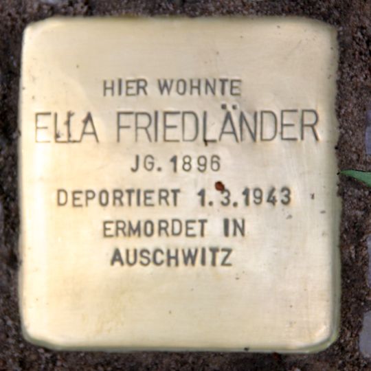 Stolperstein dedicated to Ella Friedländer