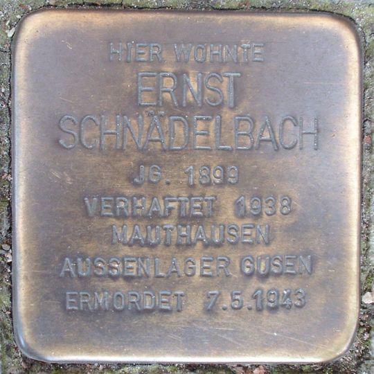 Stolperstein dedicated to Ernst Schnädelbach