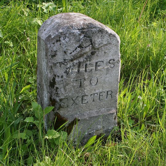 Milestone, Crediton Lane End, 150m E of roundabout at Woodleigh jct