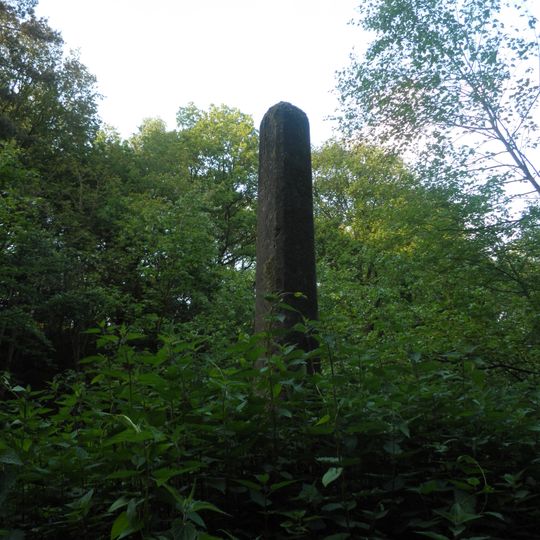 Grenspaal. Ten zuiden van de spoorlijn Arnhem-Ede