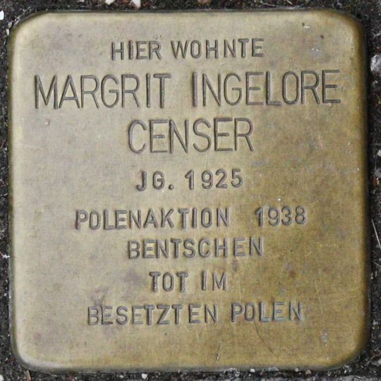 Stolperstein à la mémoire de Margrit Ingelore Censer