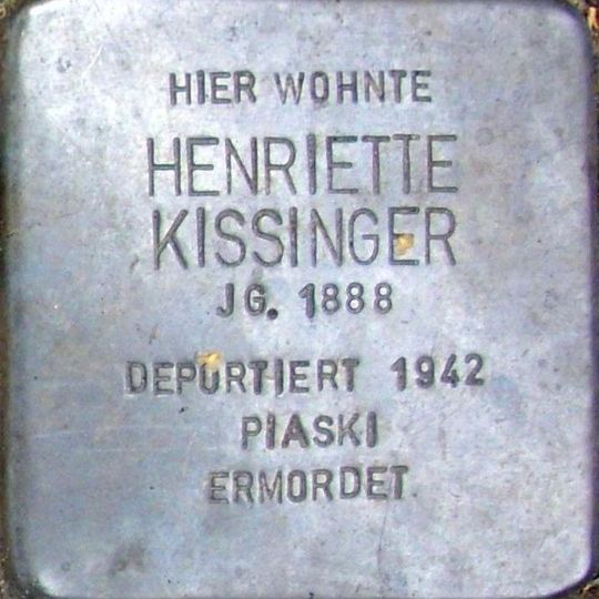 Stolperstein en memoria de Henriette Kissinger