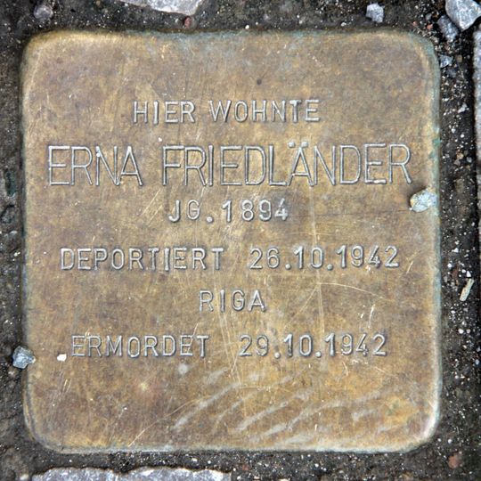 Stolperstein dedicated to Erna Friedländer