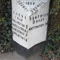 Milepost, Crewe Road; midway between Broughton Lane and Laidon Avenue jcts