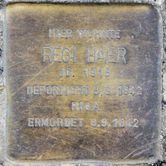 Stolperstein dedicated to Regi Baer