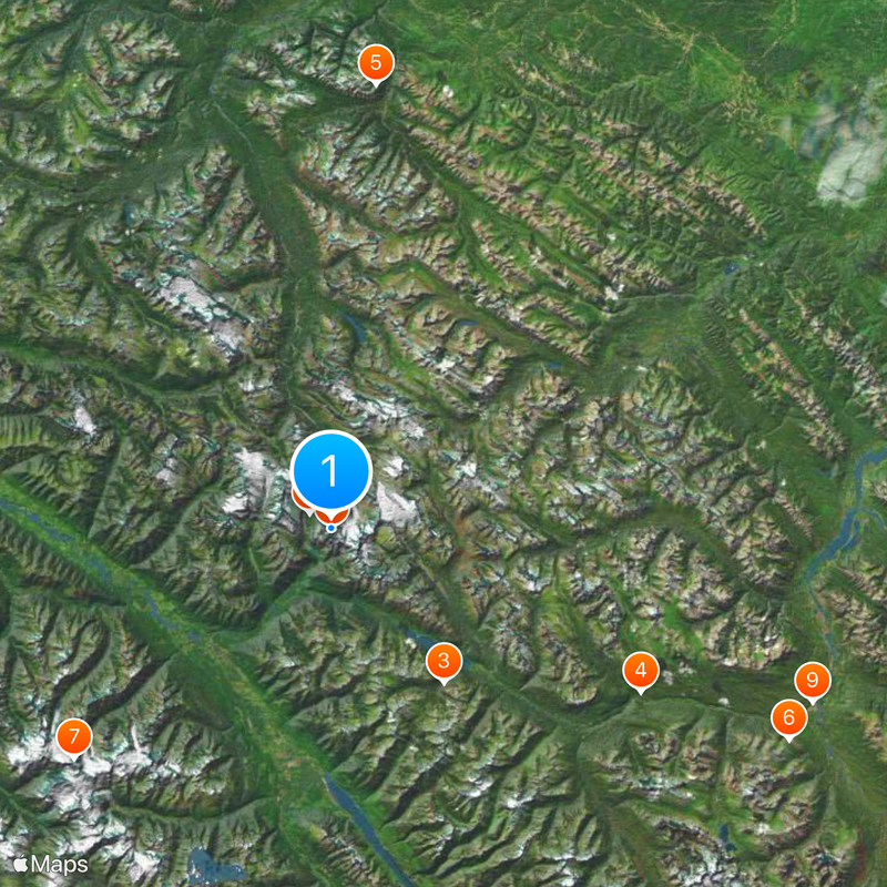 Montañas Rocosas de Canadá Mapa