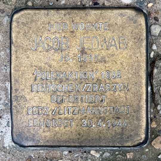 Stolperstein dedicated to Jacob Jedwab