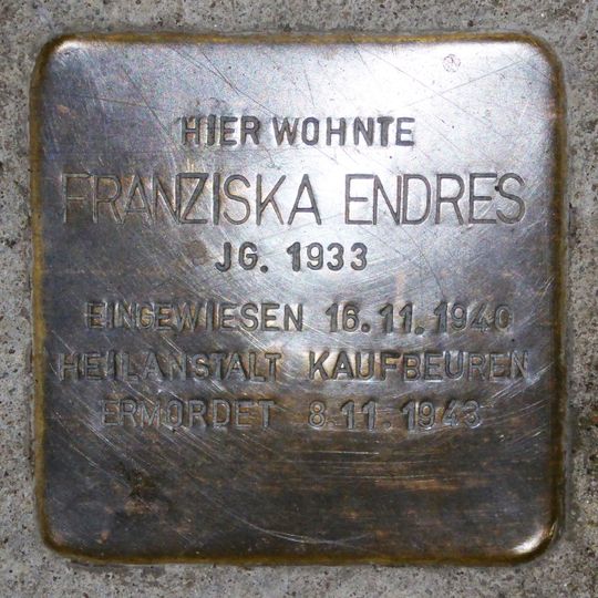 Stolperstein dedicated to Franziska Endres