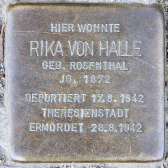 Stolperstein dedicated to Rika von Halle
