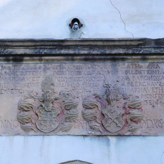 Relief with coats of arms of Hannibal Waldstein and Kateřina Berková z Dubé