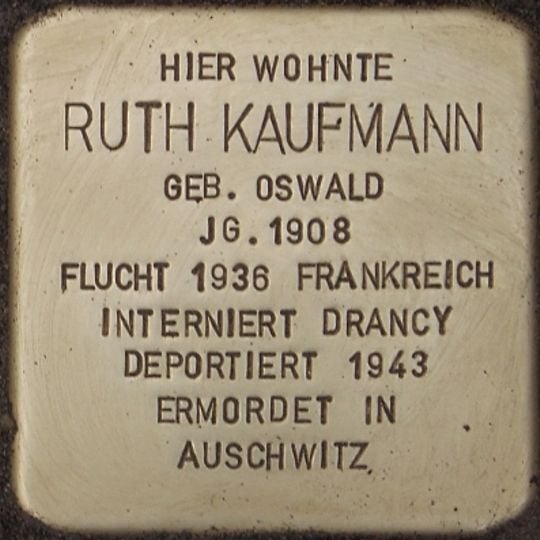 Stolperstein dedicated to Ruth Kaufmann