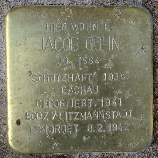 Stolperstein en memoria de Jacob Cohn