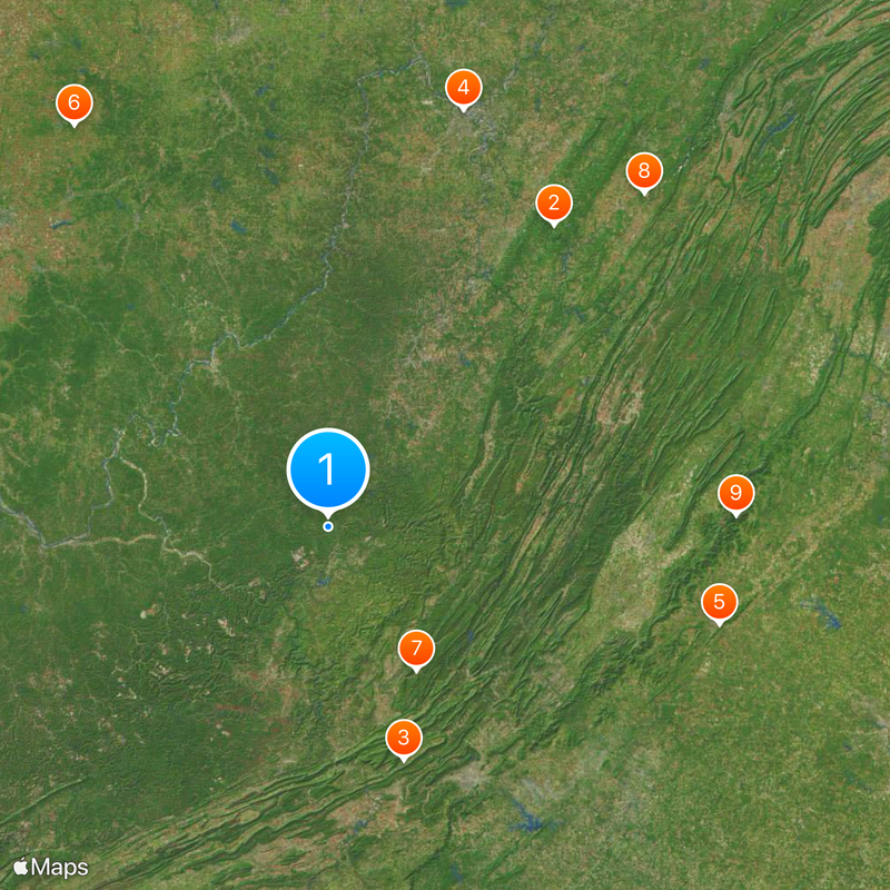 Virgínia Ocidental Mapa