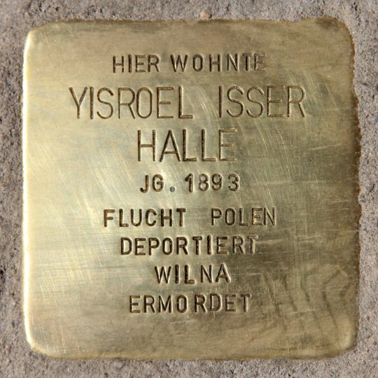 Stolperstein dedicated to Yisroel Isser Halle