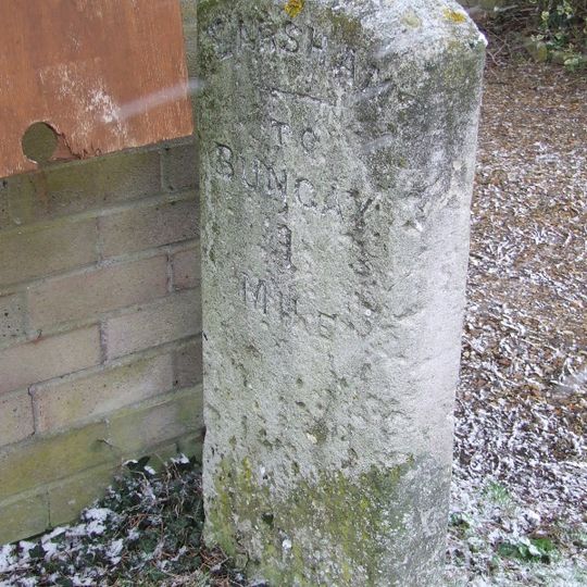 Milestone, Milestone Lane, by "Woodcroft",