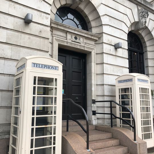 Two K6 Kiosks Flanking The Right Entrance At The Head Post Office