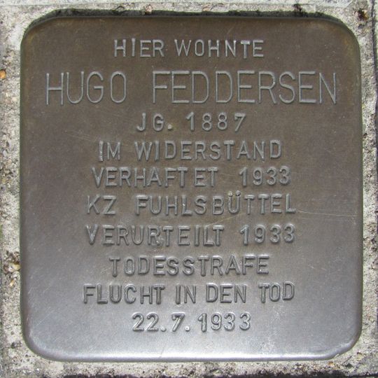 Stolperstein à la mémoire de Hugo Feddersen