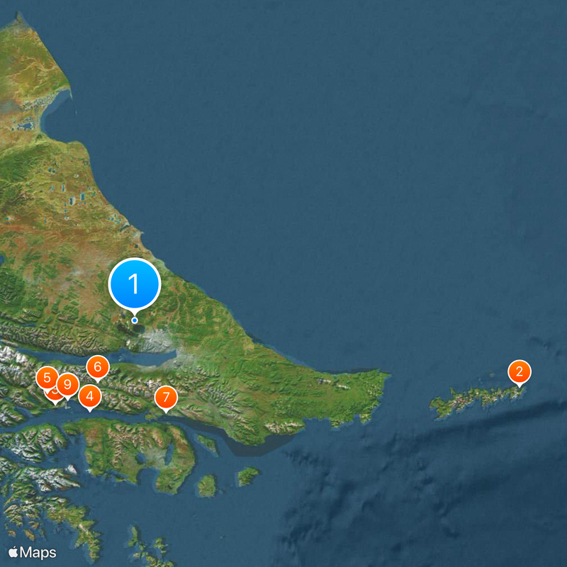 Terre de Feu, Antarctique et Îles de l'Atlantique Sud Carte
