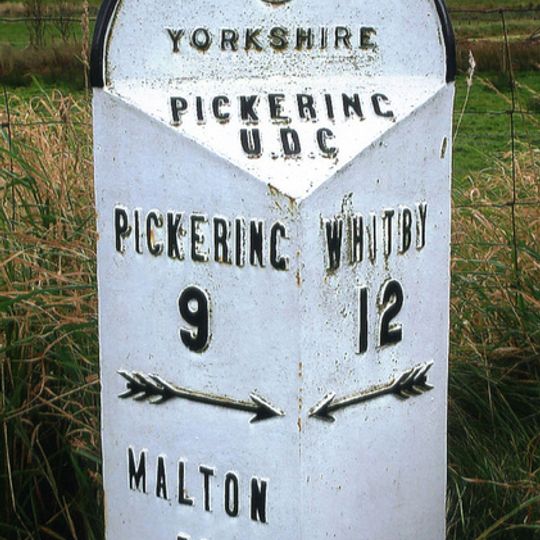 Milestone, cast iron post, near entrance to Barr Farm