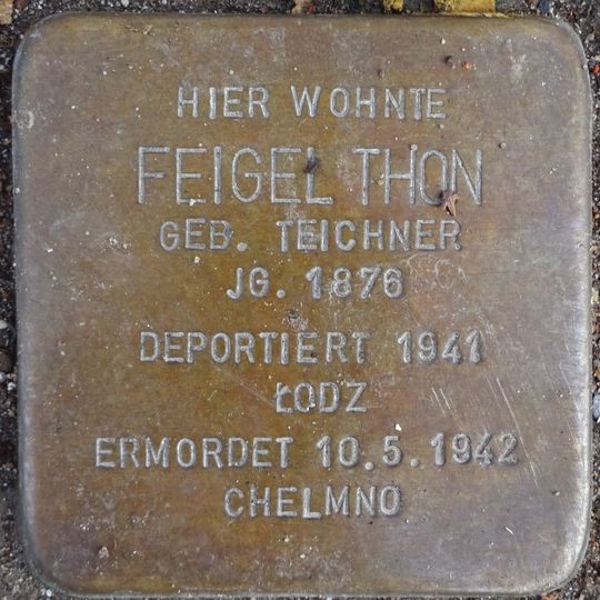 Stolperstein dedicated to Feigel Thon