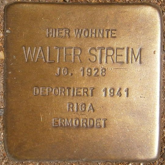 Stolperstein dedicated to Walter Streim