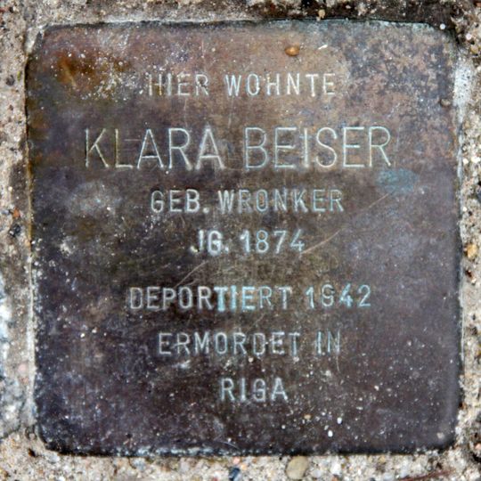 Stolperstein dedicated to Klara Beiser