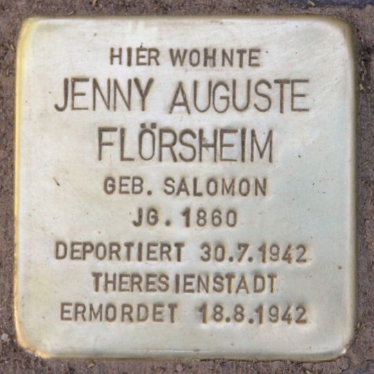Stolperstein dedicated to Jenny Auguste Flörsheim