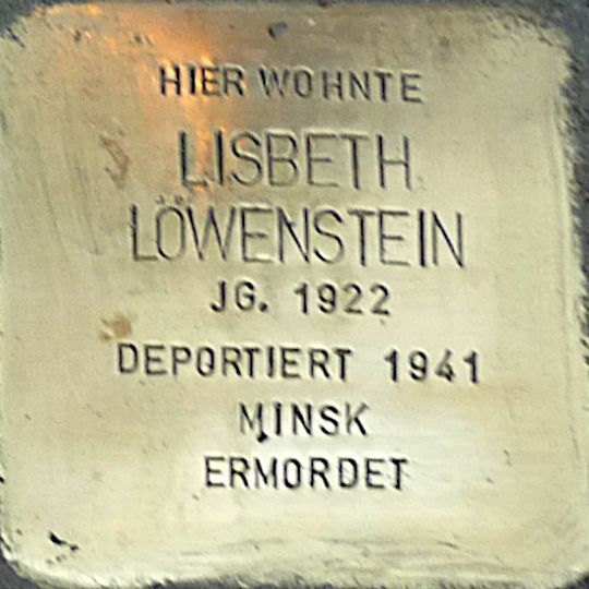 Stolperstein dedicated to Lisbeth Löwenstein