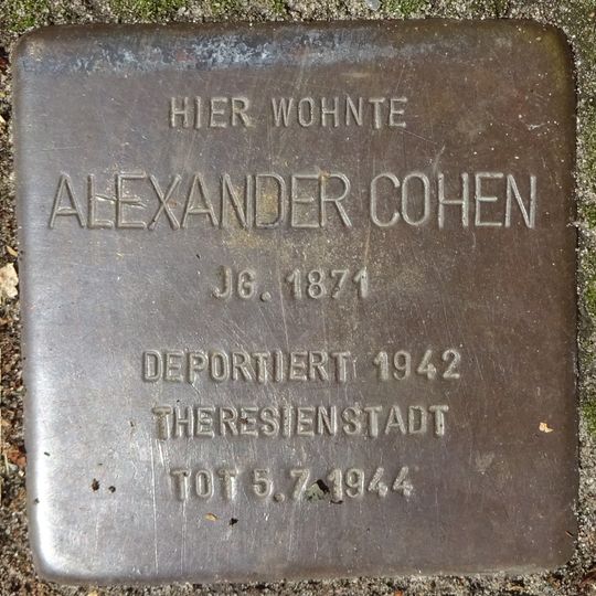 Stolperstein dedicated to Alexander Cohen