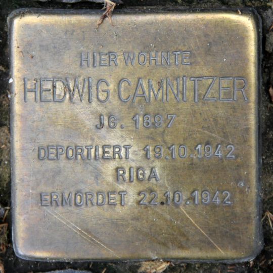 Stolperstein dedicated to Hedwig Camnitzer