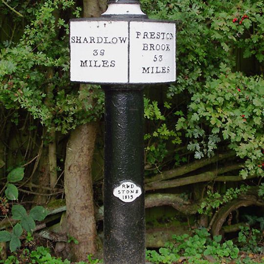 Trent and Mersey Canal, canal milepost north of Hoomill Lock At SJ 9976 2417