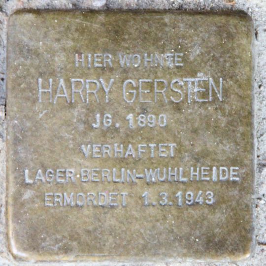 Stolperstein à la mémoire de Harry Gersten