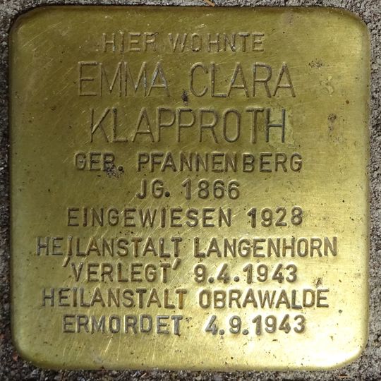Stolperstein em memória de Emma Klara Klapproth
