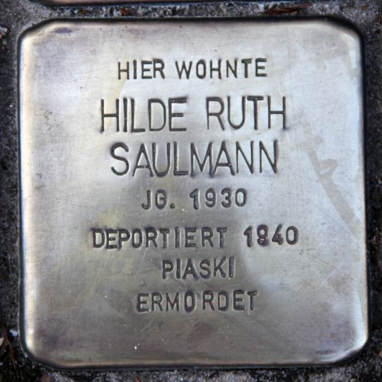 Stolperstein dedicated to Hilde Ruth Saulmann